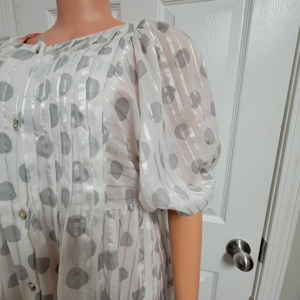 Vintage Christian Dior Lounge Wear Polka Dot Babydoll Dressing Gown.